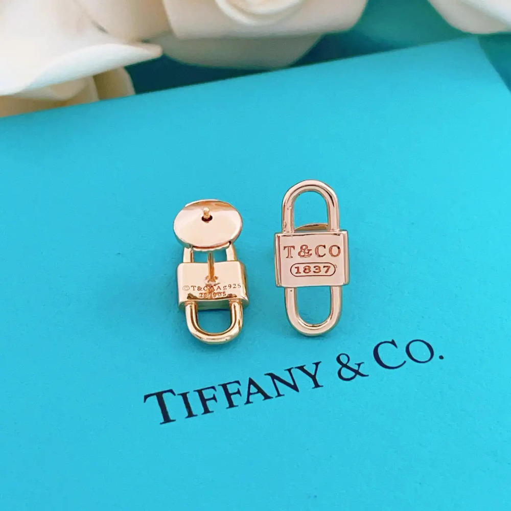 Tiffany & Co. Rose Gold Smooth Lock Earrings